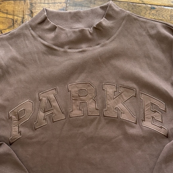 NEW Parke varsity ribbed pullover in Mocha sz L/XL - Picture 3 of 4